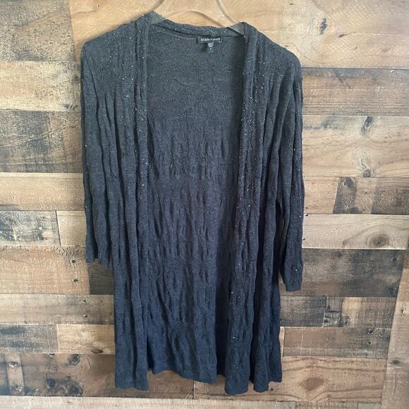 Eileen Fisher Lace Beaded Open Cardigan Women's Size Small Charcoal - Picture 1 of 4